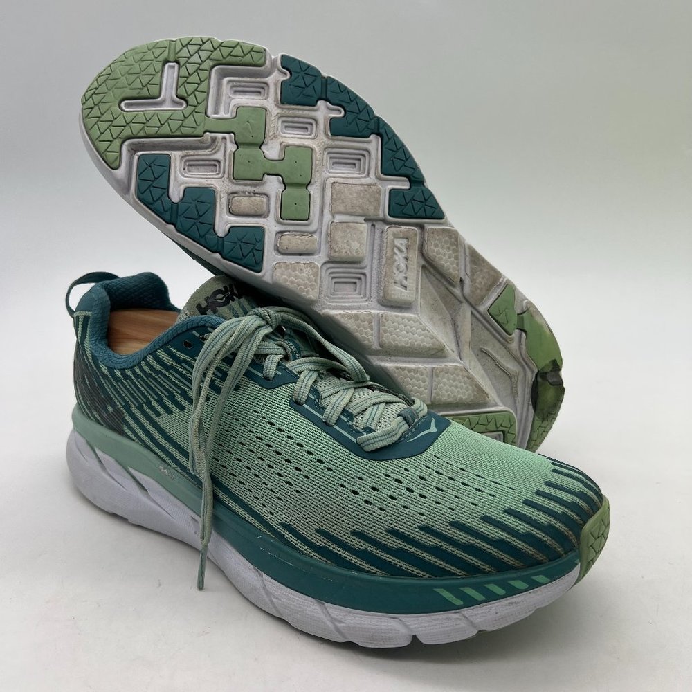 Hoka One One Clifton 5 Women's 9.5 Running/Walking Shoes 1093756 Green/Blue